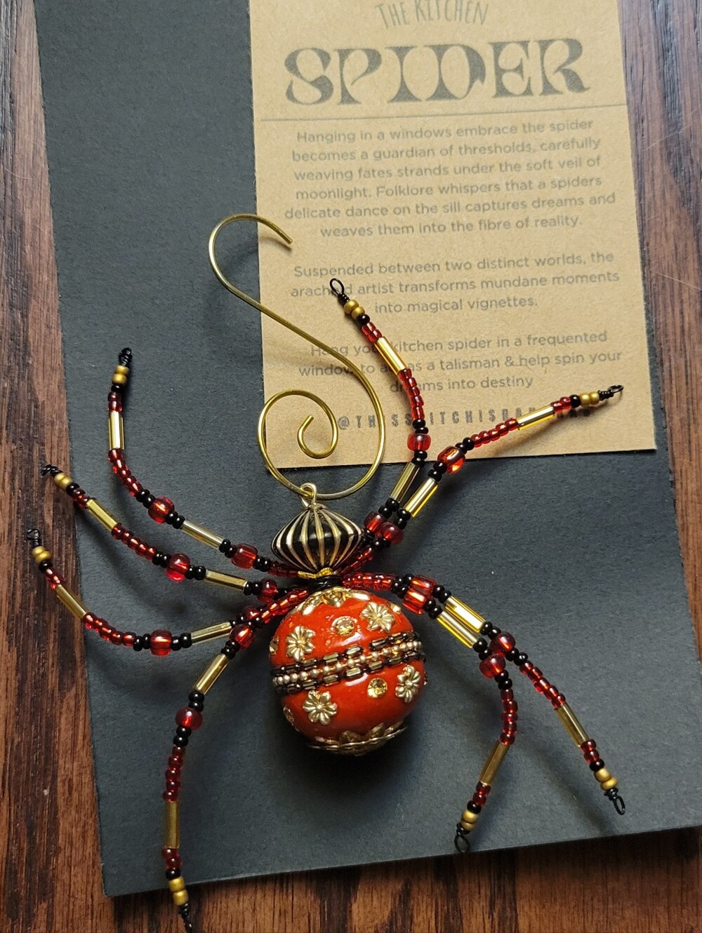 Handmade Beaded Kitchen Spider. Unique Hanging Ornament